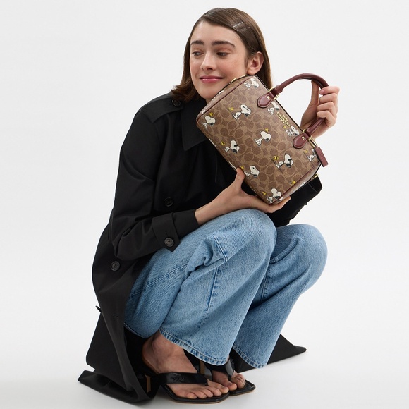 Coach X Peanuts Rowan Satchel Bag In Signature Canvas With Snoopy Print - Picture 5 of 6
